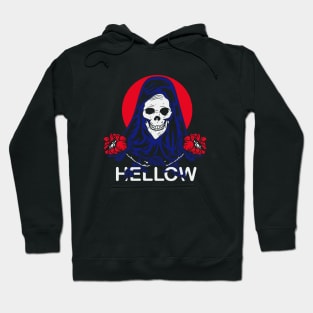 Hellow Skull With Two Red Rose Hoodie